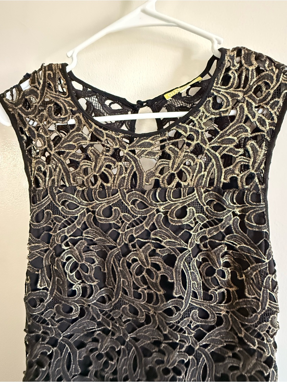 Gianni Bini Black and Gold Lace Sheath Dress - Picture 3 of 5